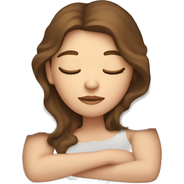 White girl with long brown hair sleeping in bed  emoji