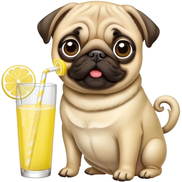 pug with lemonade emoji