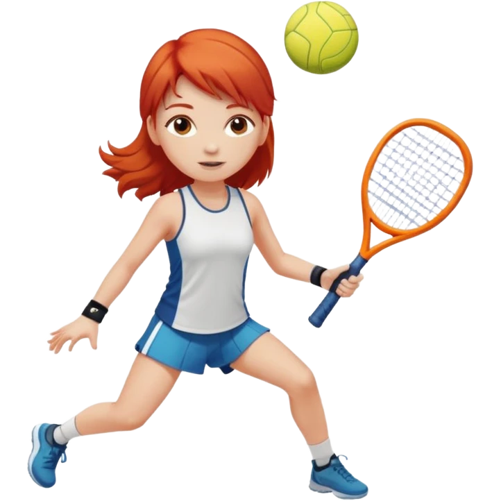 Chica pelirroja bajo el sol jugando padel  emoji