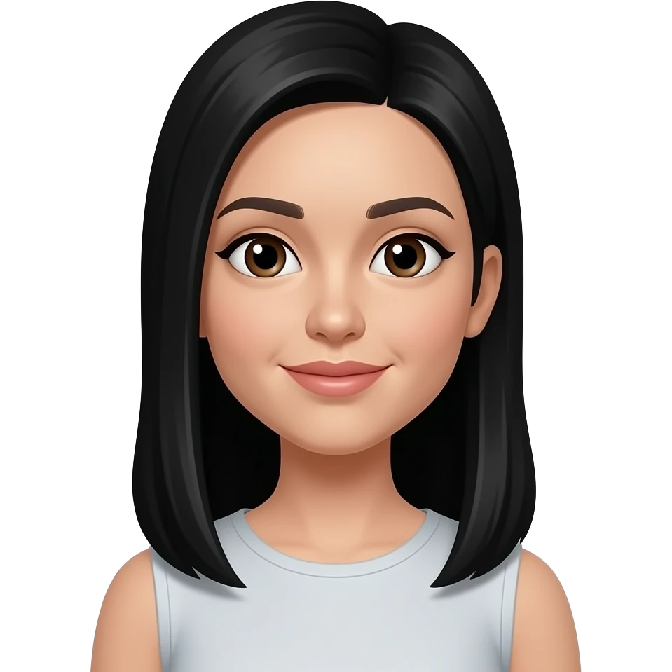 她有高高的身體、有一雙小小的眼睛、有直直的頭髮 emoji