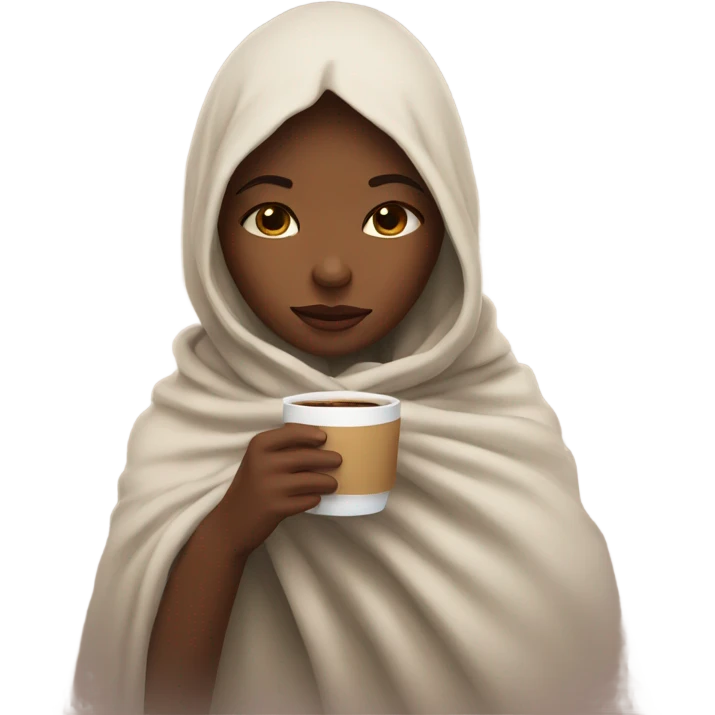 girl inside a blanket sipping coffee eyes closed emoji