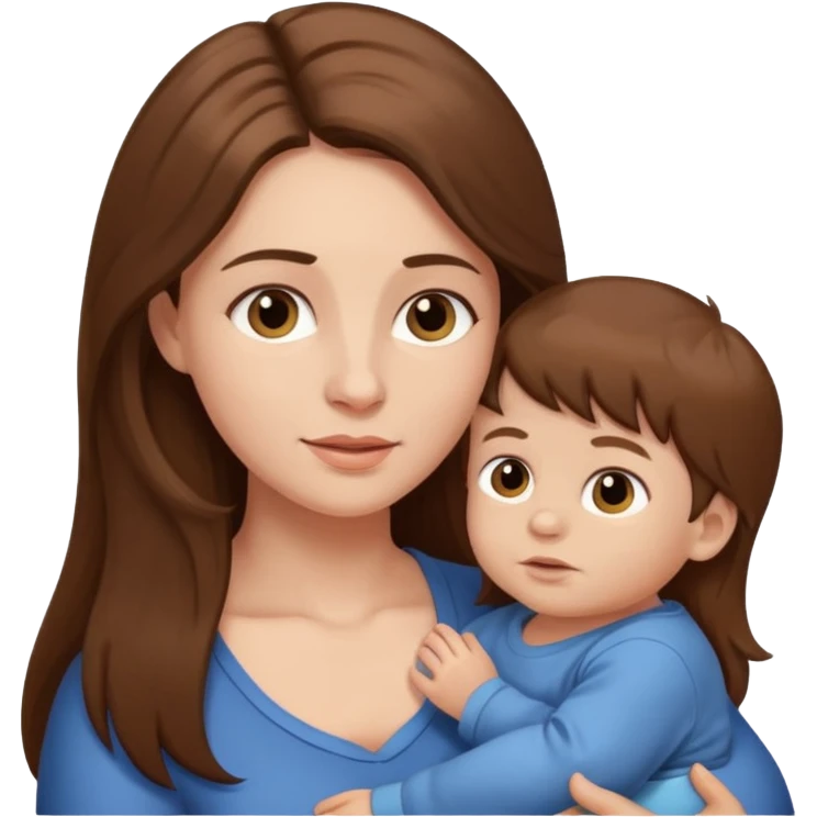 mother and baby boy with long brown hair emoji