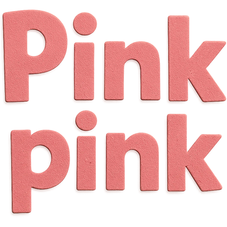 the phrase 'Pink pink' in a playful and creative paper craft style with text emoji