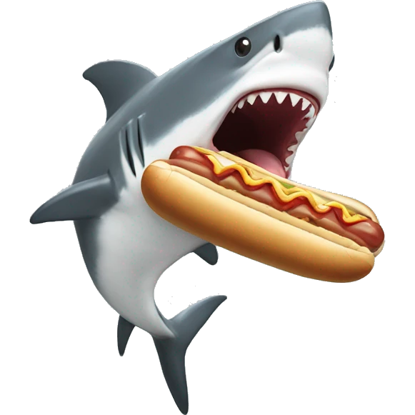 Shark eating hotdog emoji