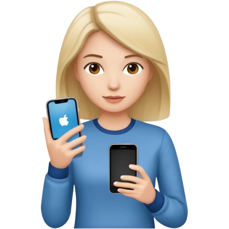 woman casual clothes holding one phone emoji