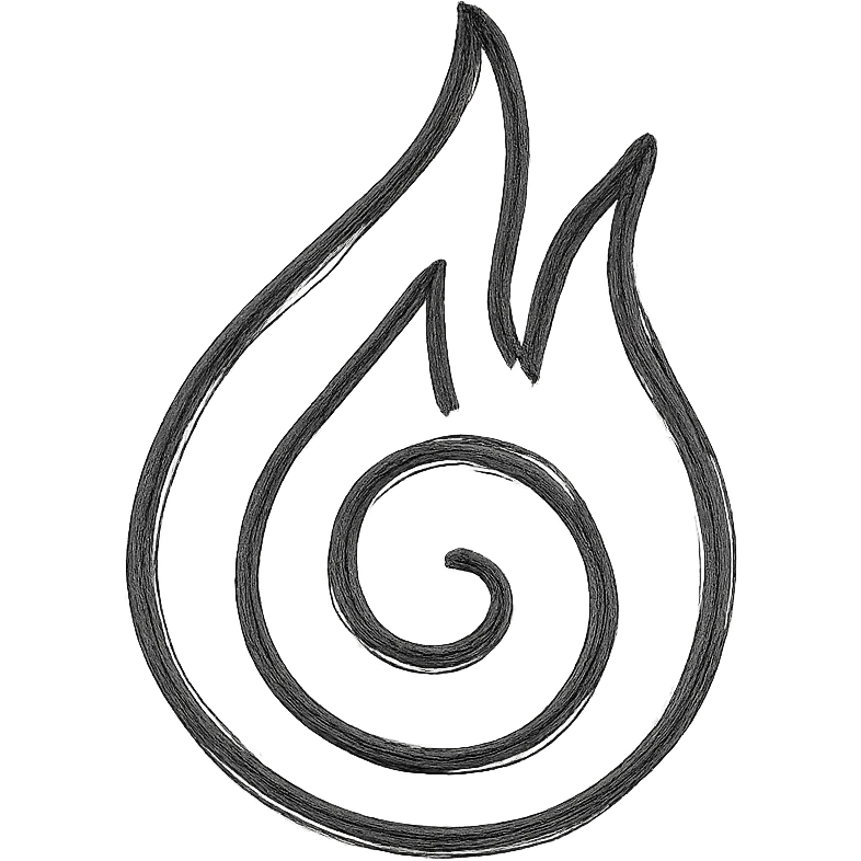 black icon with Naruto fire symbol, minimalist style emoji