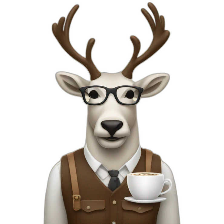 a caribou as a hipster coffee shop barista emoji