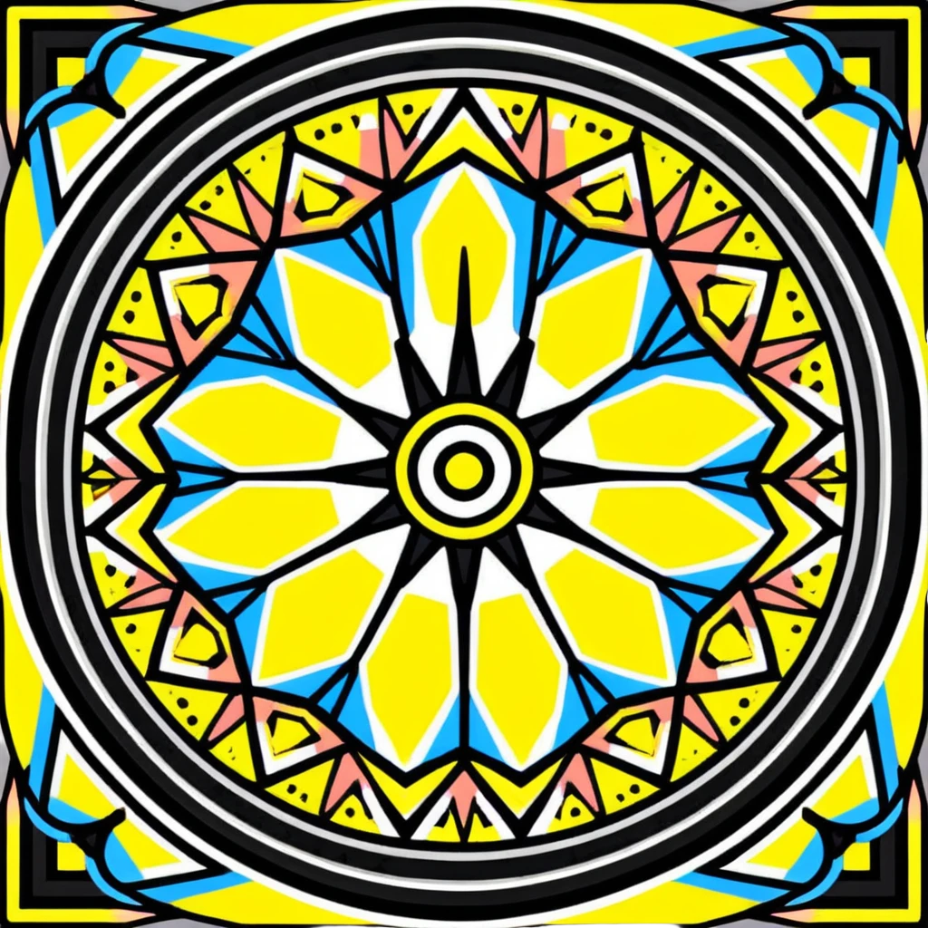 kaleidoscope effect in black, white, and neon yellow emoji