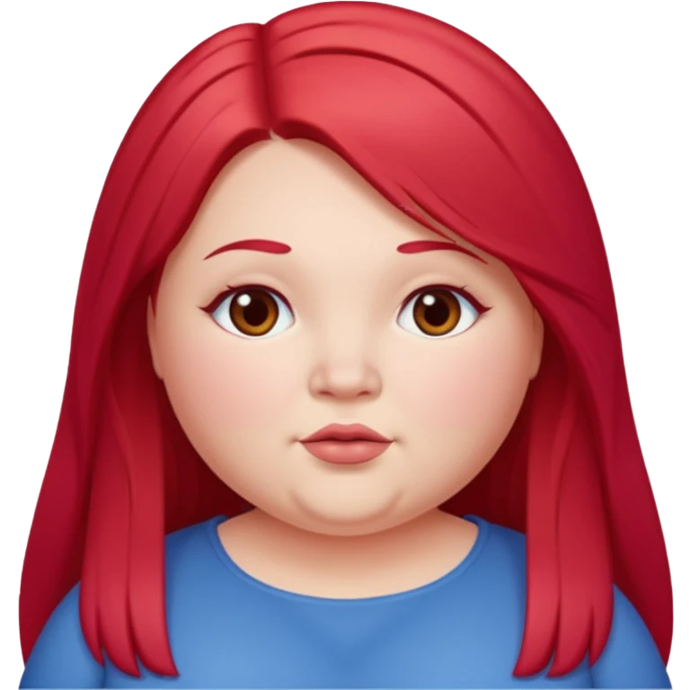 chubby white woman cherry red long straight hair parted middle emoji