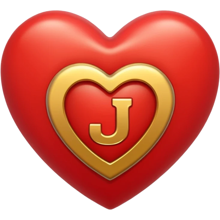 A red heart with the letter "J" in the middle emoji