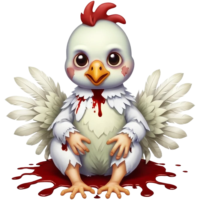 Baby zombie sitting on white chicken emoji