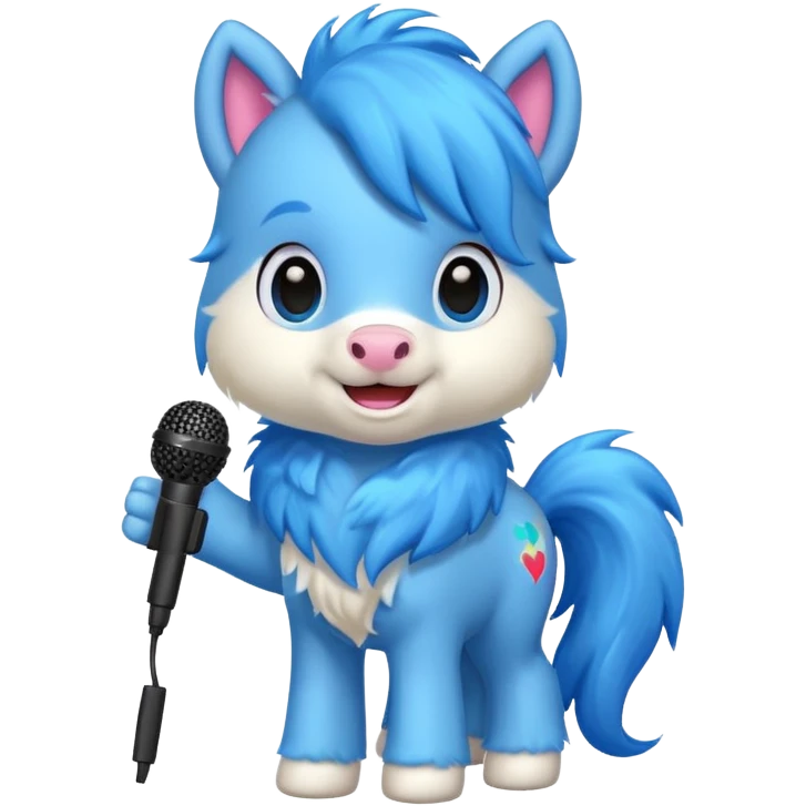 blue pony with microphone emoji