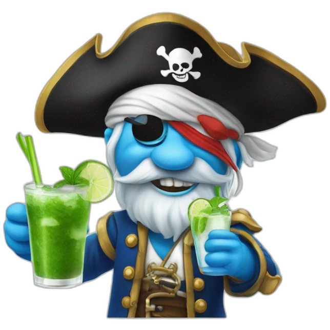 pirate Papa Smurf drinking mojito emoji