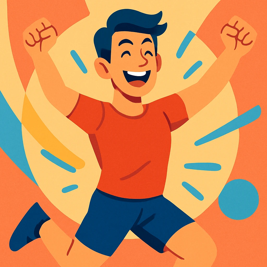 a healthy person, energetic and smiling, modern illustration style emoji