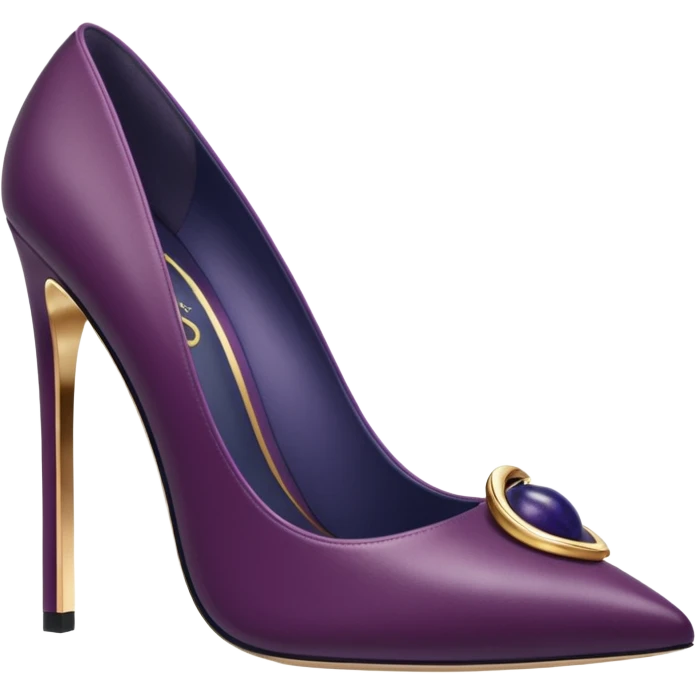Midnight plum and ultra realistic 10k gold embellishment highly REALISTIC high heel pumps emoji