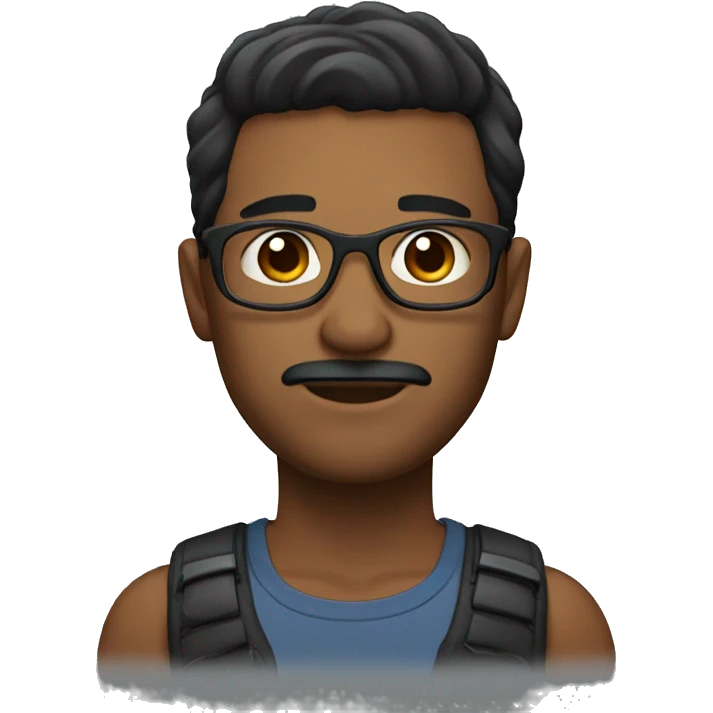 A man with black short hair and wearing a glass with light beard  emoji