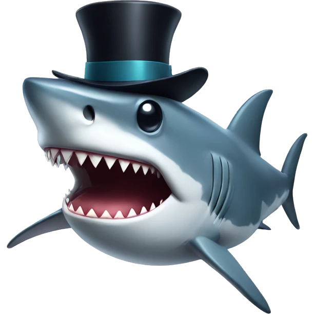Shark with a top hat emoji