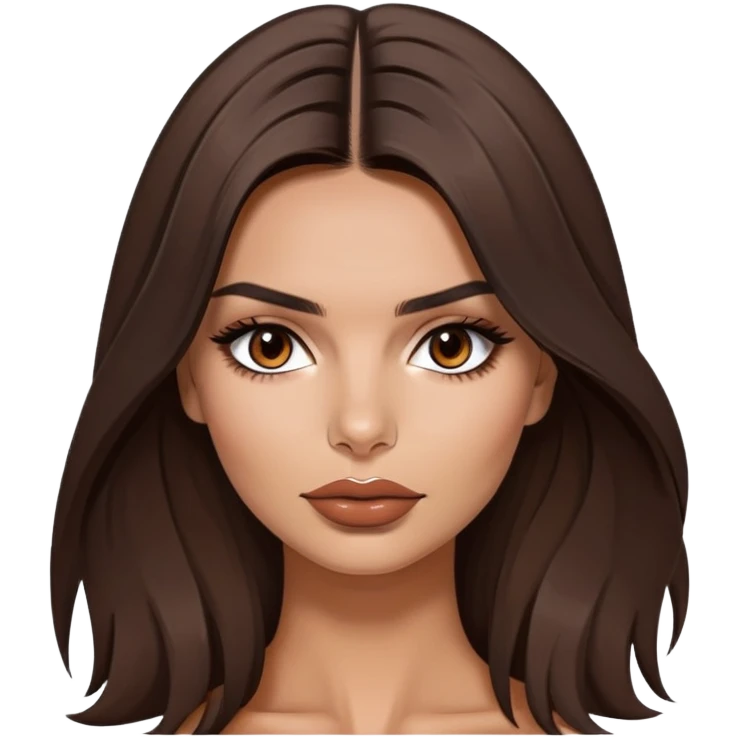 Emily Ratajkowski, famous model with long dark brown hair, full lips, and expressive brown eyes emoji