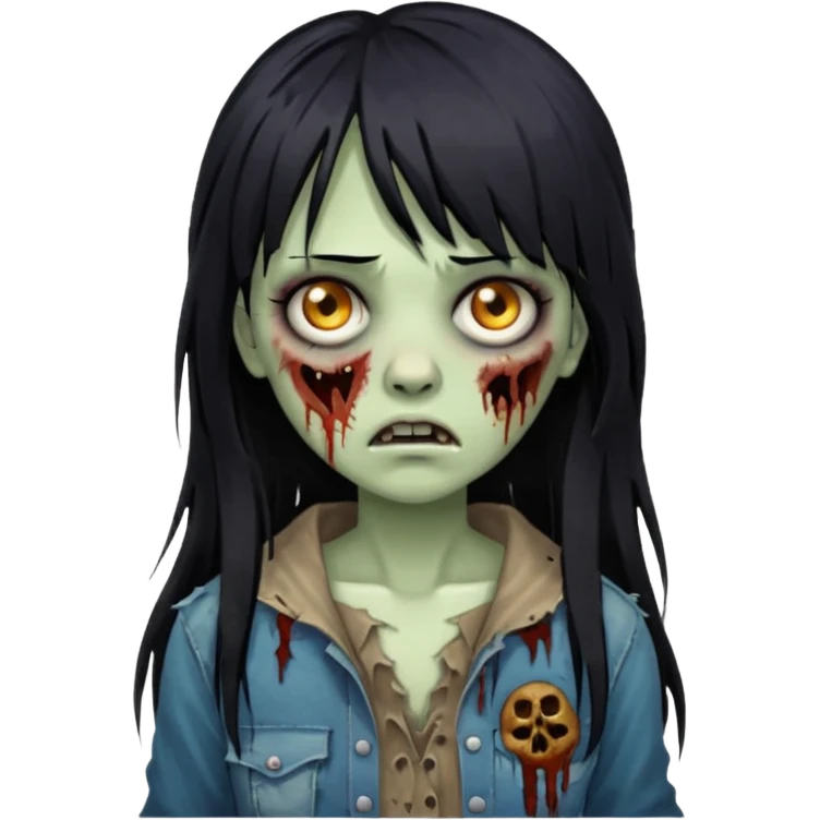 Faça uma mulher zumbi de franja cabelo longo preto 🧟‍♀️ emoji