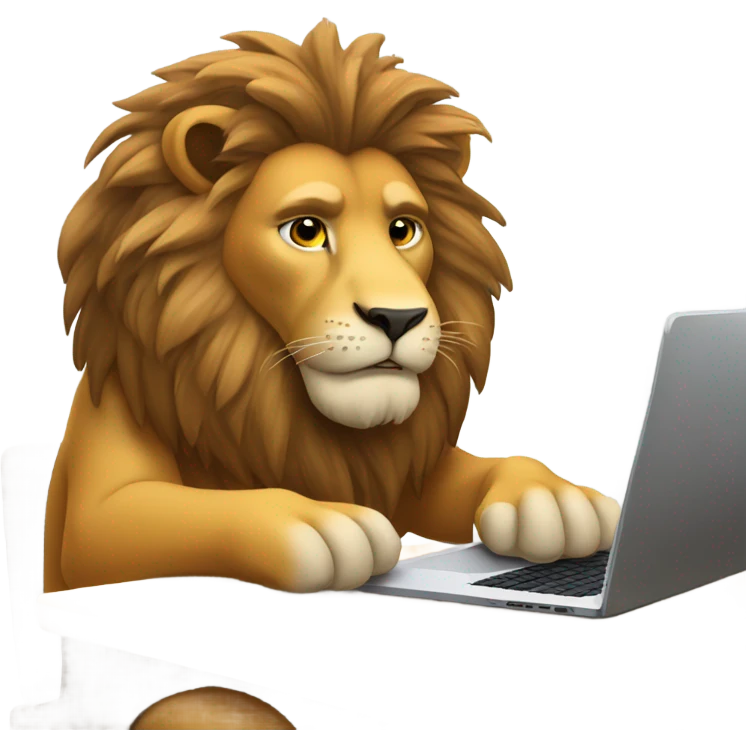 lion working on laptop emoji