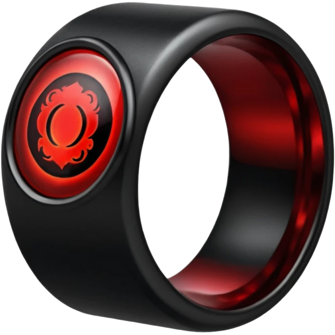 iOS sticker, dark fantasy ring, black metal, red inner glow, minimal emoji