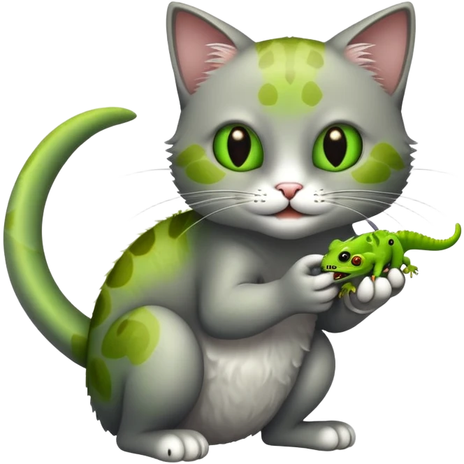 cat eating gecko emoji