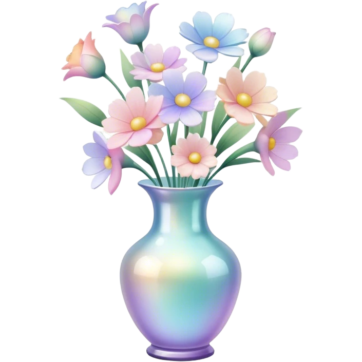 Iridescent vase with pastel flowers emoji