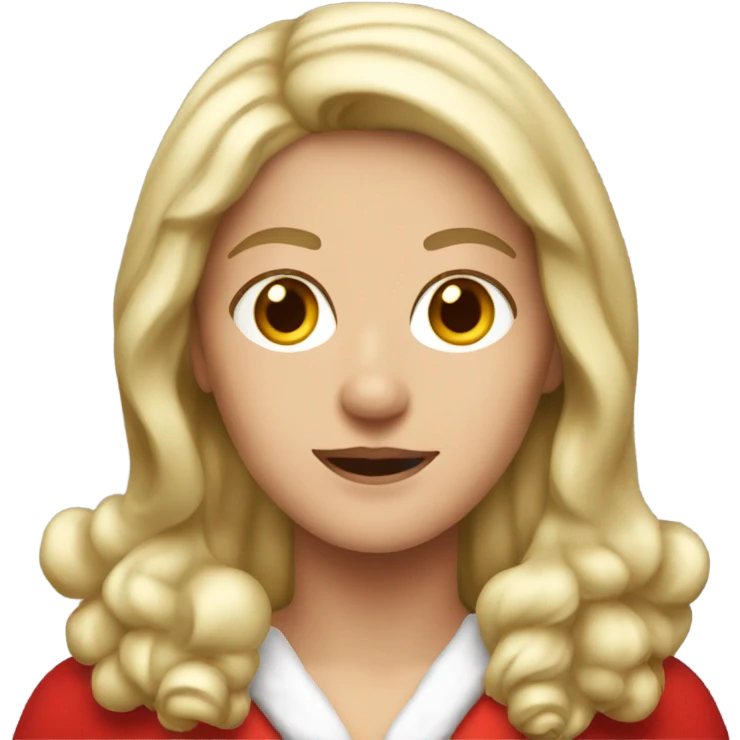 blonde middle aged woman with brown eyes dressed as santa emoji