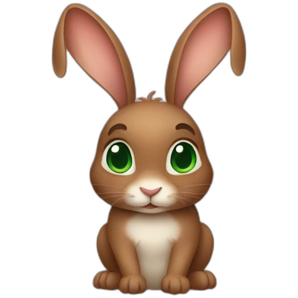 brown rabbit with green eyes and hearts emoji