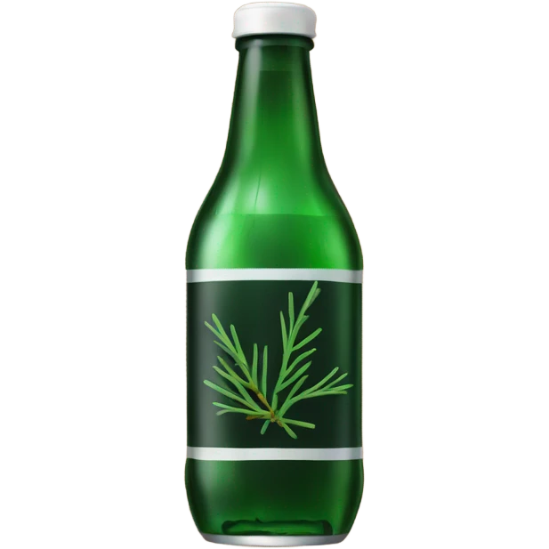 a bottle of dark soda with pine needles. emoji