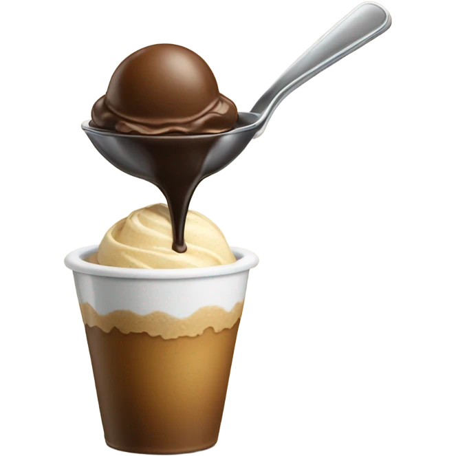 Espresso being poured over one scoop of ice cream emoji