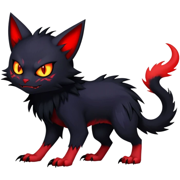 Vampiric feral emo dark Litten-Noibat-Fakémon-hybrid-creature (full body) emoji
