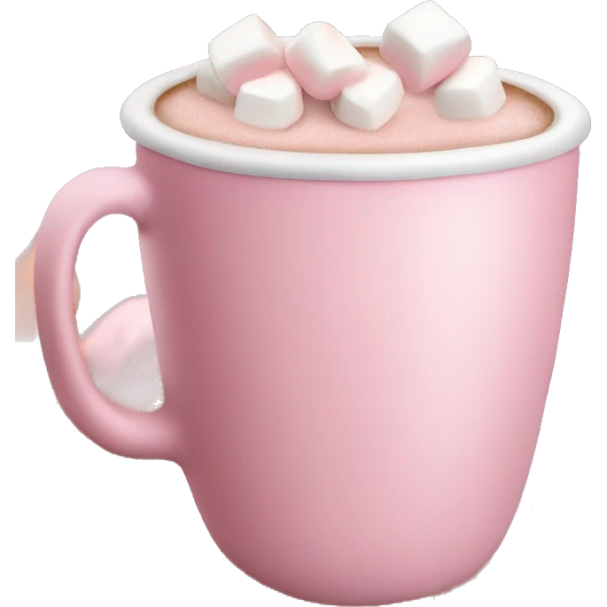 Aesthetic hot chocolate in light pink cup marshmallow  emoji