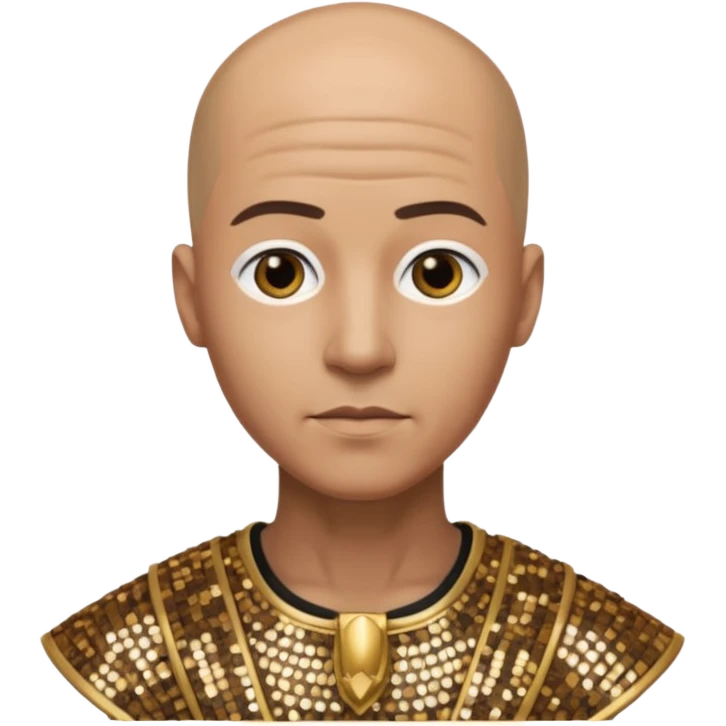 Imhotep from Universal Monsters with bald head, bronze sequin outfit  emoji