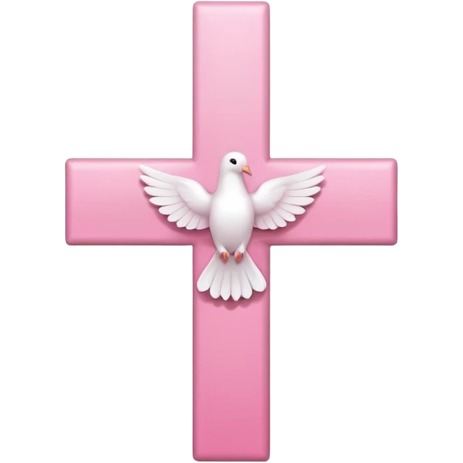 Pink and white simple cross with a dove  emoji