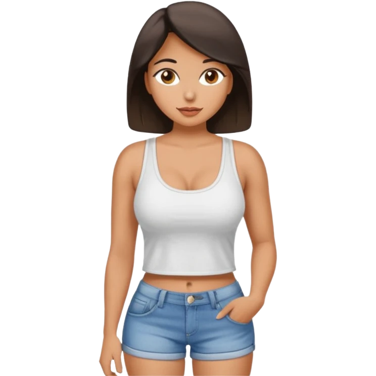 a big chested, big butt latina in a very small tank top and shorts emoji