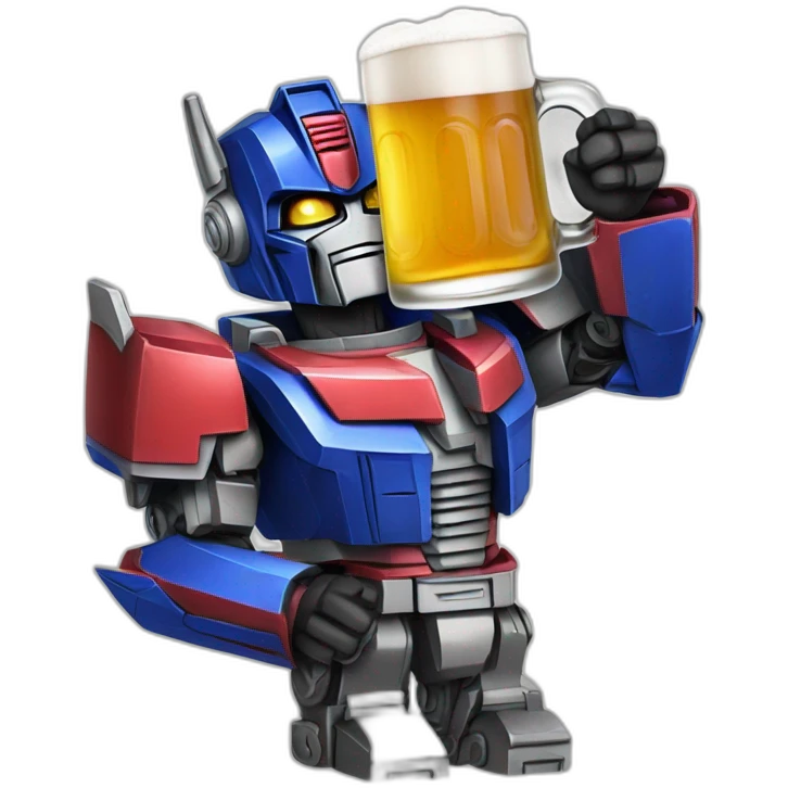 Optimus Prime tenant une bière emoji