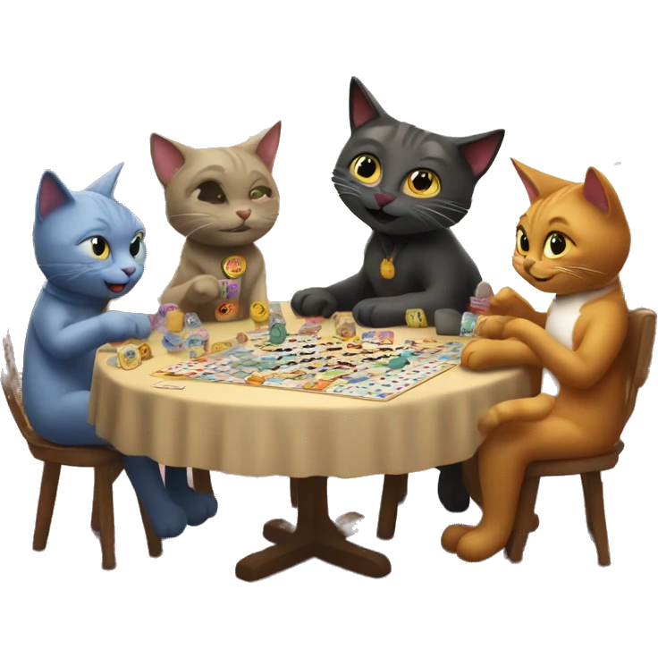 cats playing a board game at a birthday party emoji