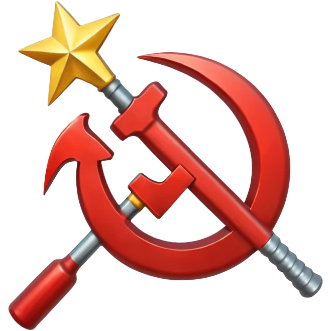 hammer and sickle with solid red background emoji