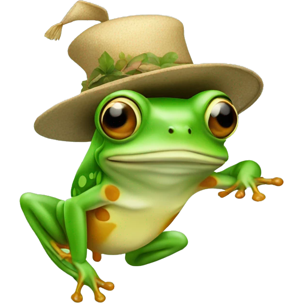 Flying frog with hat emoji