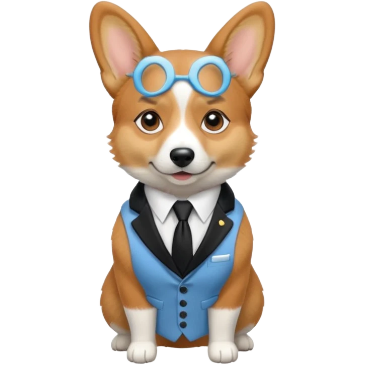 perrita caricatura gorgi gales ejecutiva con ropa celeste claro y corbata negra  emoji