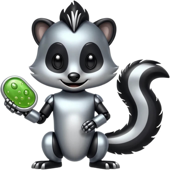 robo skunk with bacteria in samsung emoji style emoji