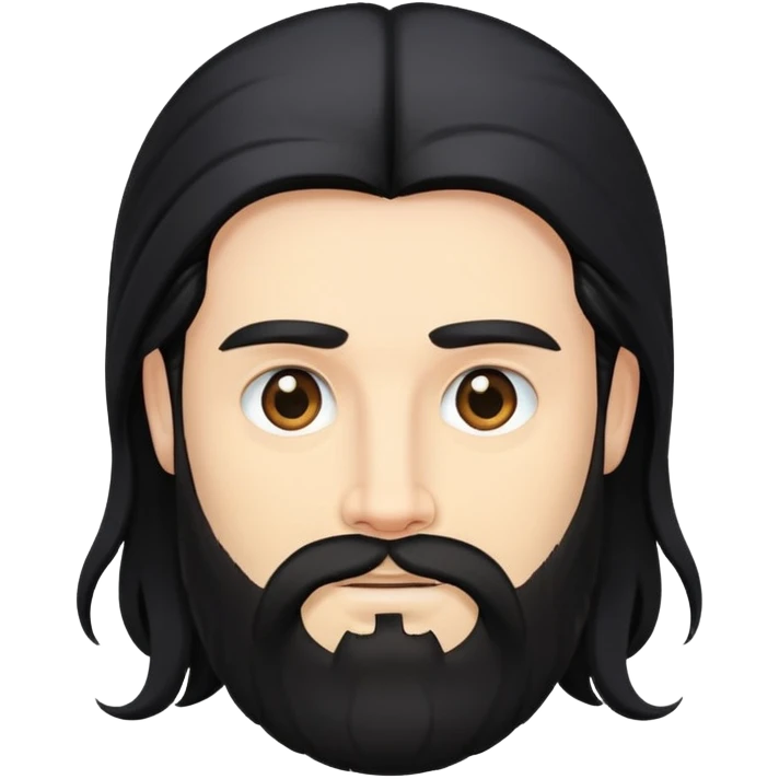 Hombre blanco de cabello largo negro con barba  emoji