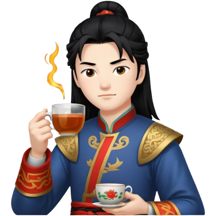 Lu bu squinting while drinking tea  emoji