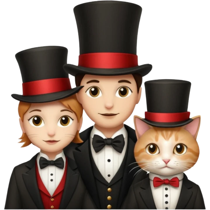 magician couple and their pet cat emoji