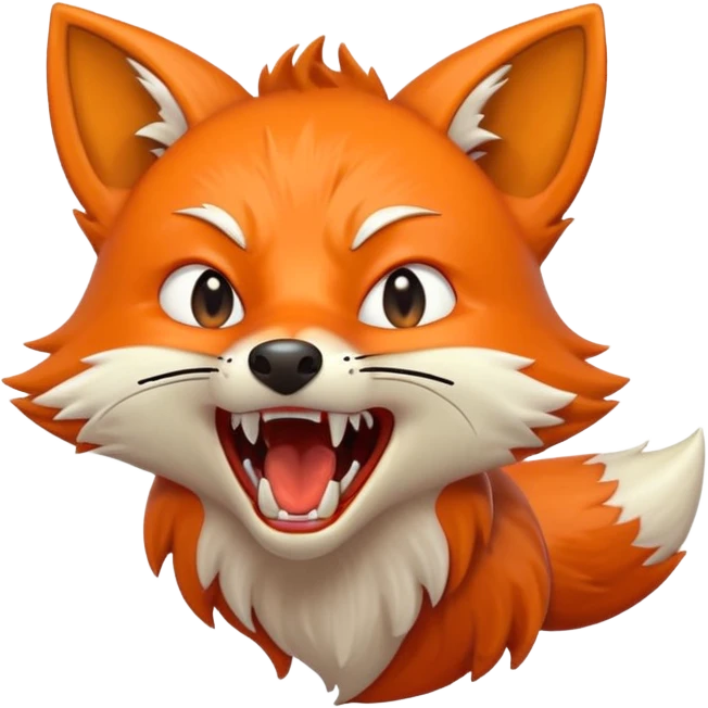 Angry Fox mouth open, scary teeth, side view emoji