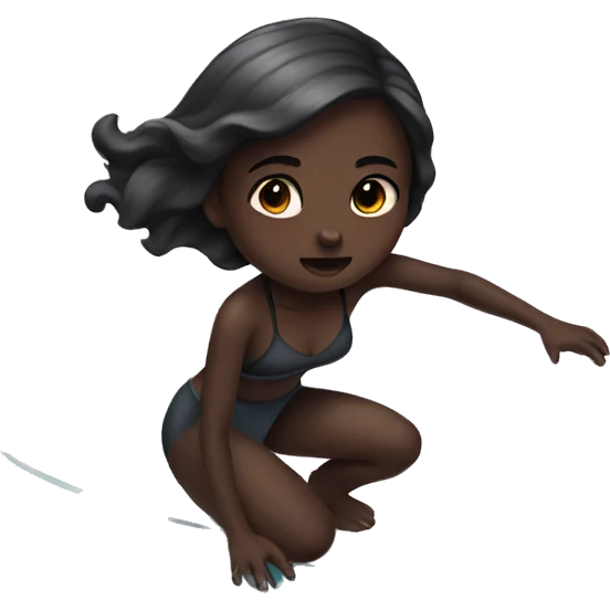 a asthetic dark girl surfing with a bow emoji