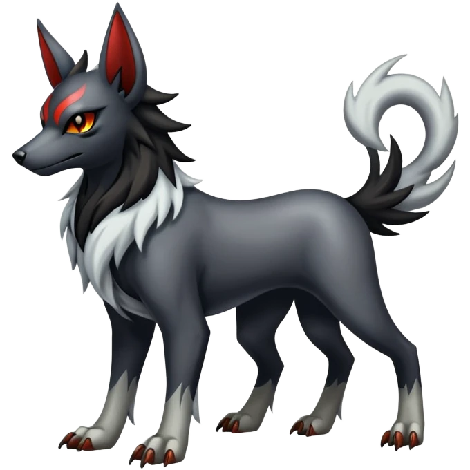 Shiny Exotic Excessive Mysterious Houndoom-Mightyena-Zorua-Pokémon-Fakémon-hybrid-creature (full body) emoji