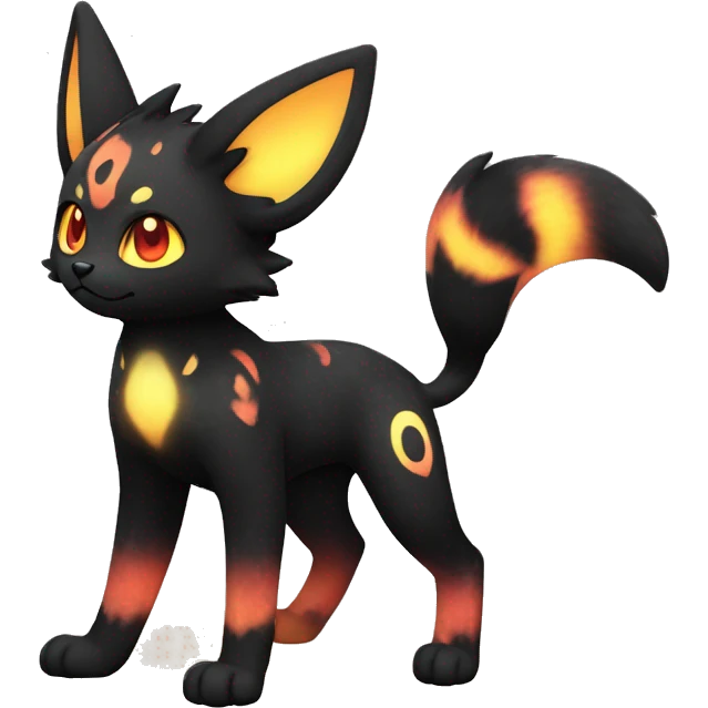 Shiny Sparkly Litten-Umbreon with gradient Nebula-colored markings full body emoji