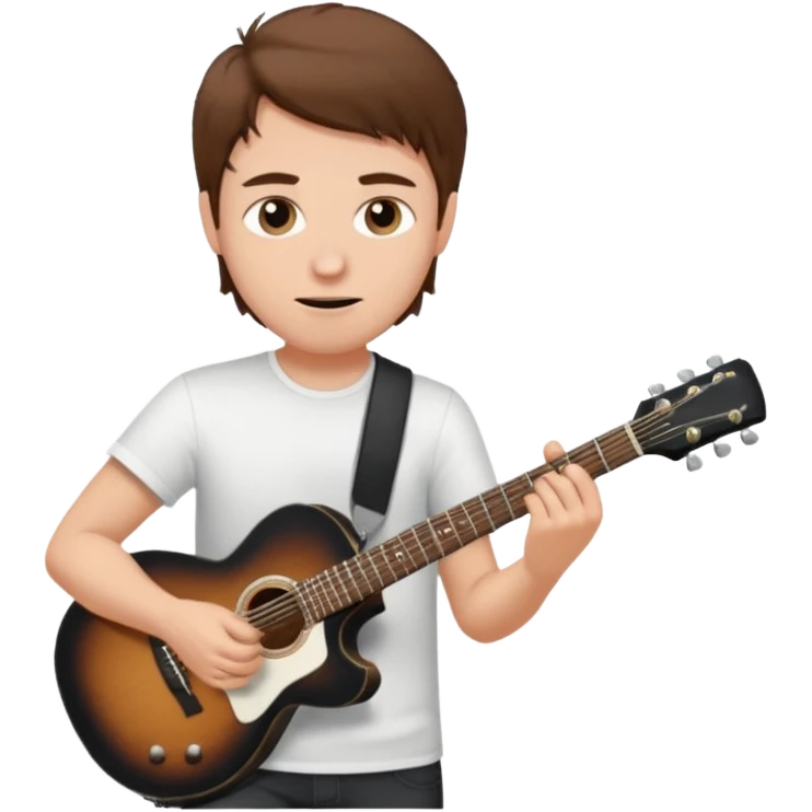 white Guy with brown hair playing a black coloured guitar emoji